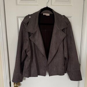Philosophy Women's Dark Gray Suede Faux Leather Jacket